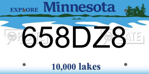 658DZ8 Minnesota License Plate
