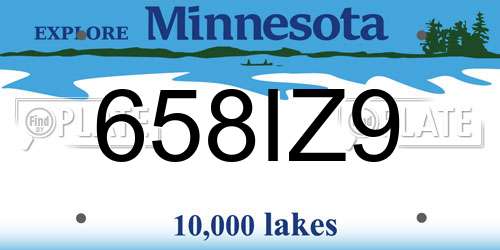 658IZ9 Minnesota License Plate