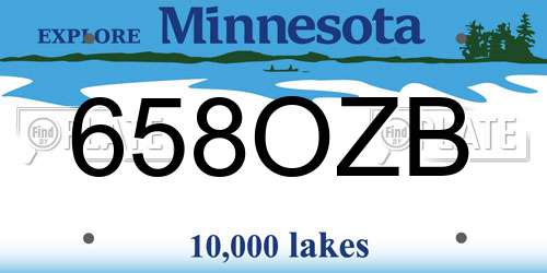 658OZB Minnesota License Plate