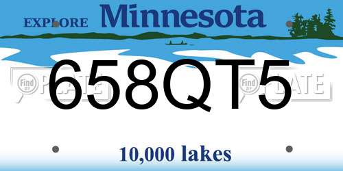 658QT5 Minnesota License Plate