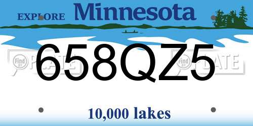 658QZ5 Minnesota License Plate