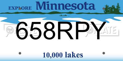 658RPY Minnesota License Plate