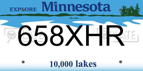 658XHR Minnesota License Plate