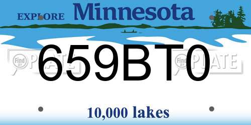 659BT0 Minnesota License Plate