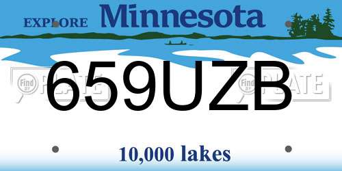 659UZB Minnesota License Plate
