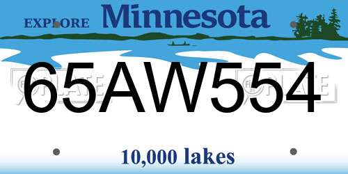65AW554 Minnesota License Plate