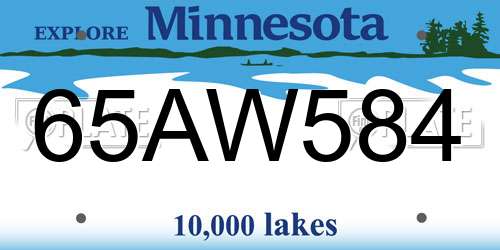 65AW584 Minnesota License Plate