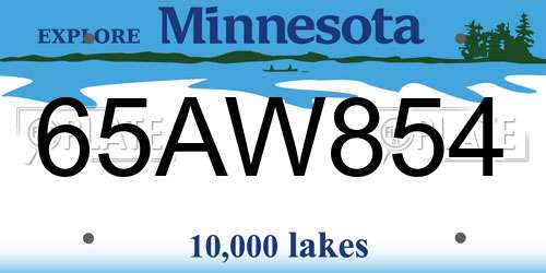 65AW854 Minnesota License Plate