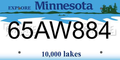 65AW884 Minnesota License Plate