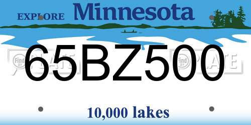 65BZ500 Minnesota License Plate