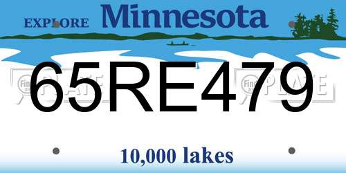 65RE479 Minnesota License Plate