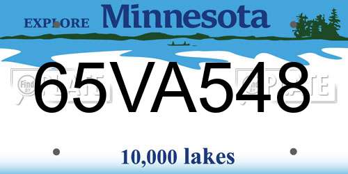 65VA548 Minnesota License Plate