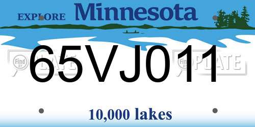 65VJ011 Minnesota License Plate