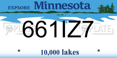 661IZ7 Minnesota License Plate