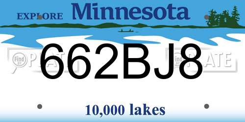 662BJ8 Minnesota License Plate