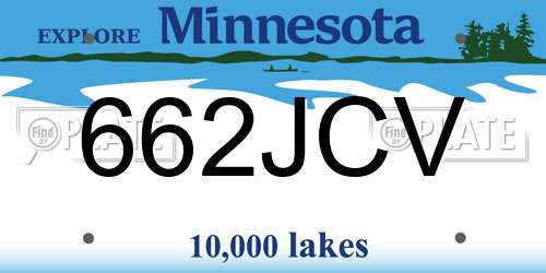 662JCV Minnesota License Plate