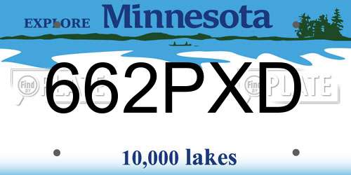 662PXD Minnesota License Plate