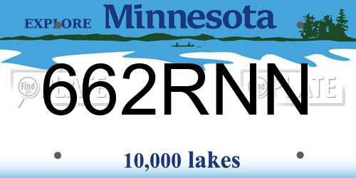 662RNN Minnesota License Plate