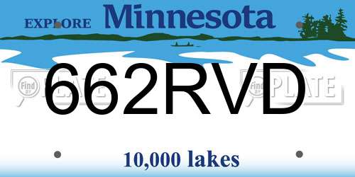 662RVD Minnesota License Plate