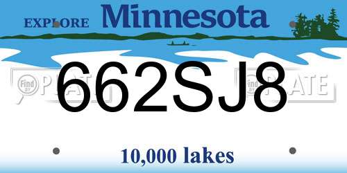 662SJ8 Minnesota License Plate