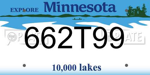 662T99 Minnesota License Plate