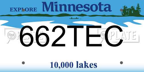 662TEC Minnesota License Plate
