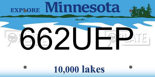 662UEP Minnesota License Plate