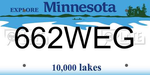 662WEG Minnesota License Plate