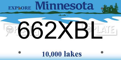 662XBL Minnesota License Plate