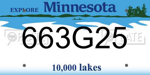 663G25 Minnesota License Plate