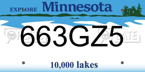 663GZ5 Minnesota License Plate