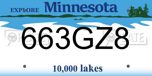 663GZ8 Minnesota License Plate