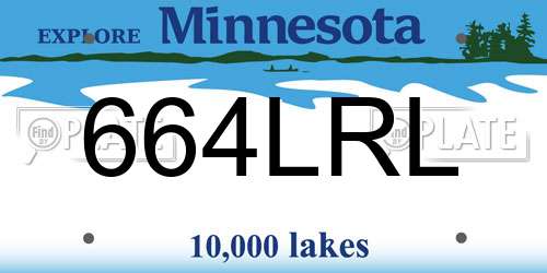 664LRL Minnesota License Plate