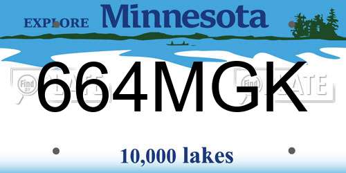 664MGK Minnesota License Plate