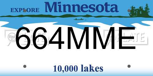 664MME Minnesota License Plate