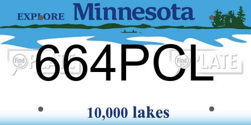 664PCL Minnesota License Plate