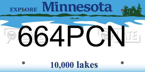 664PCN Minnesota License Plate