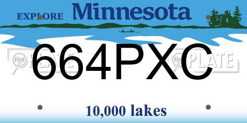 664PXC Minnesota License Plate