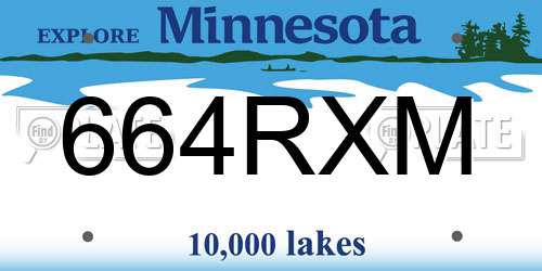 664RXM Minnesota License Plate