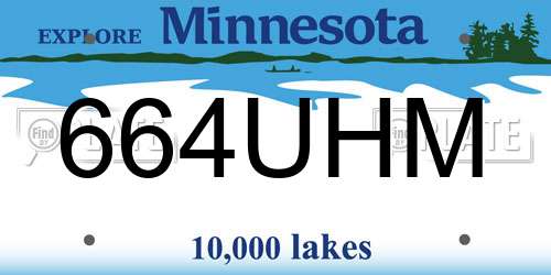 664UHM Minnesota License Plate