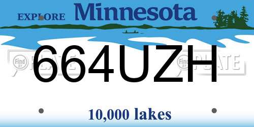 664UZH Minnesota License Plate
