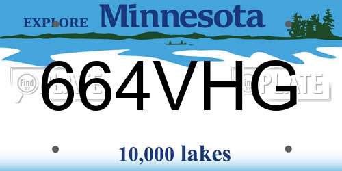 664VHG Minnesota License Plate