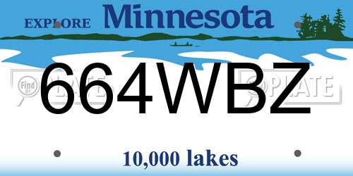 664WBZ Minnesota License Plate