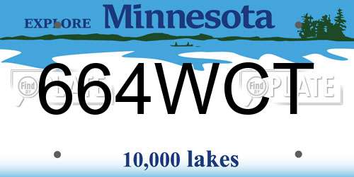 664WCT Minnesota License Plate