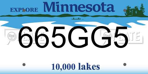 665GG5 Minnesota License Plate