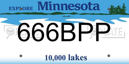 666BPP Minnesota License Plate