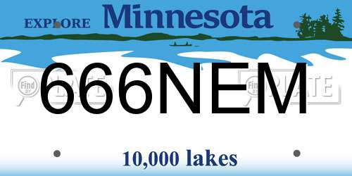 666NEM Minnesota License Plate