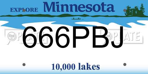 666PBJ Minnesota License Plate