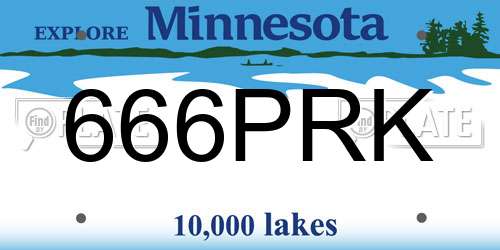 666PRK Minnesota License Plate