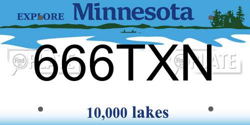 666TXN Minnesota License Plate